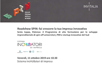 ROADSHOW SPIN, FAI CRESCERE LA TUA IMPRESA INNOVATIVA